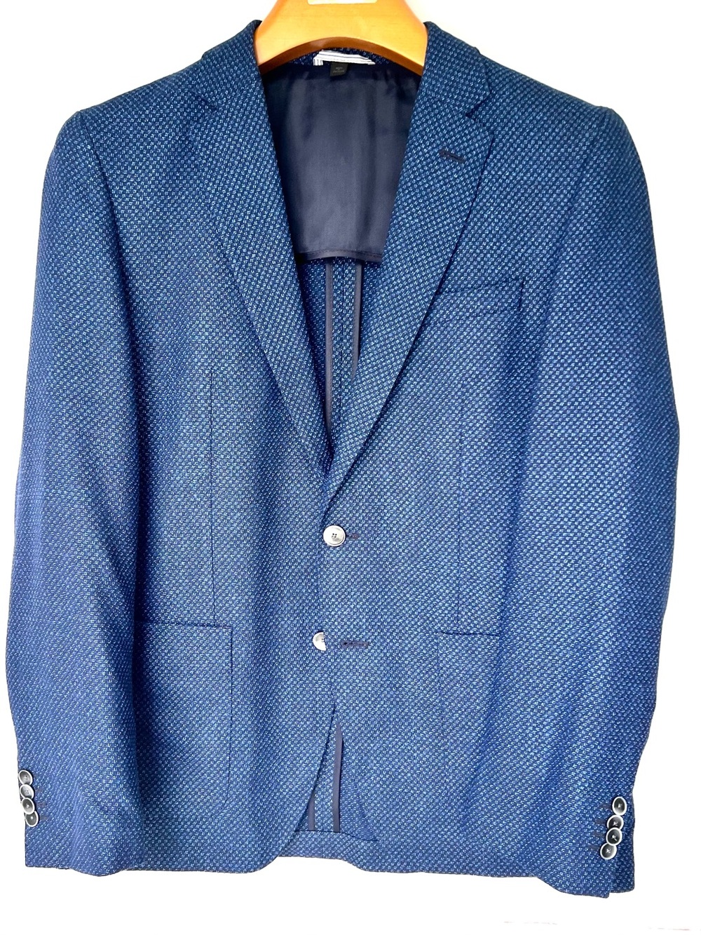 Boss, Blue Textured Men's Blazer - Classic Tailored Sport Coat
